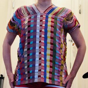 Blouse Handmade Loom Woven Multicolor geometric design pattern